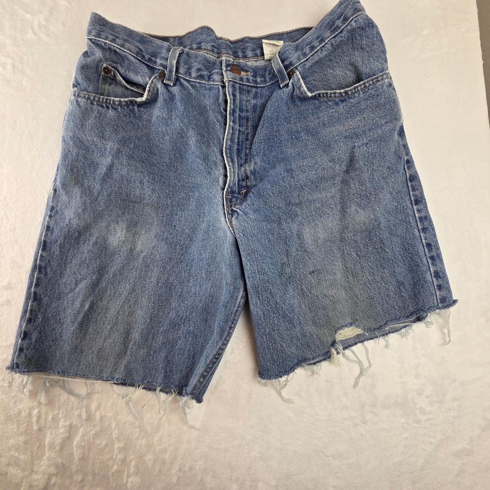 Vintage Brittania Mens Relaxed Fit Denim Cut Off Shorts Blue 100% Cotton Size 34